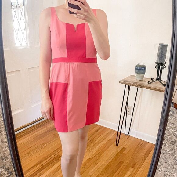 Jay Godfrey Pink Colorblock Silk Mini Dress 8 - Picture 1 of 8